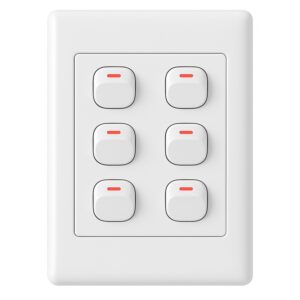 6 Gang Light Switch 250V Wall Mount White Flush