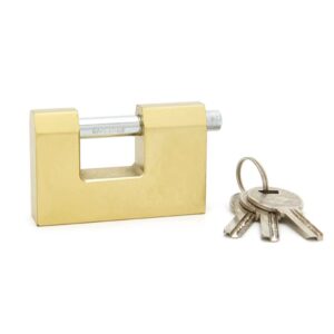 Heavy Duty Rectangular Brass Padlock with 3 Keys