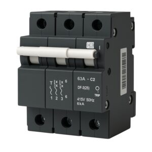 3 Pole Circuit Breaker 63A 415V 6kA C-Curve DIN Rail