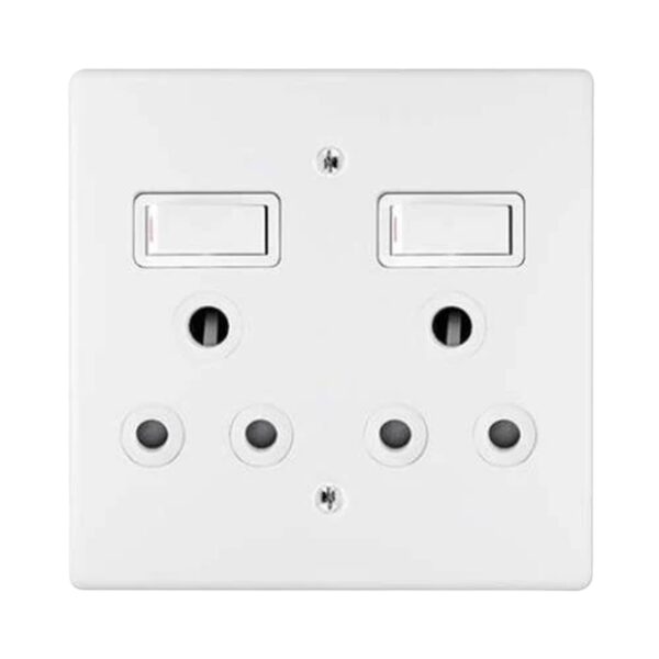 Double Wall Socket 16A 2 x 3-Pin with Switches