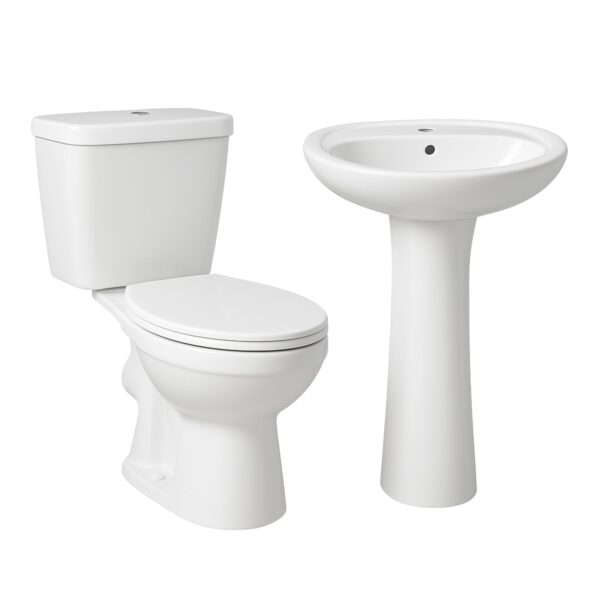 Toilet & Basin Combo Set Floor Mount Ceramic White