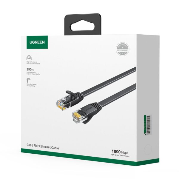 UGREEN NW102 Cat6 U/UTP Flat Ethernet Cable 8m - Black - Image 5